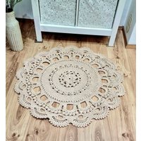 Skandinavisch. Häkelteppich, Fußmatte, Strickteppich, Badteppich, Dekoteppich, Gehäkelte Rund Teppich, Handarbeit von Unzii970
