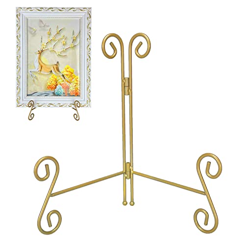 UoYeet Plate Stand 12 Inch Gold Display Plate Holder, Collapsible Iron Plate Stands for Display, Folding Display Easel for Photo, Pictures, Decorative Plate and Artwork (12 Inch, 1 Pack) von UoYeet
