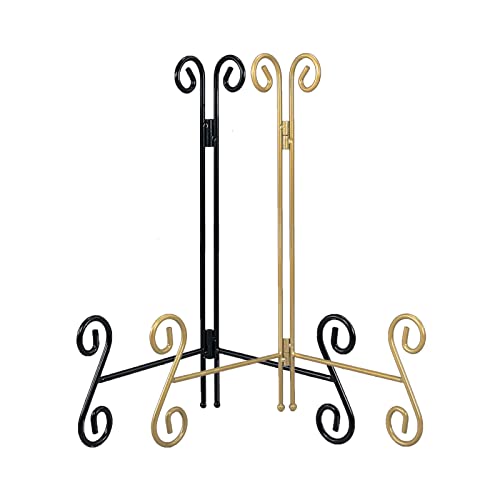 UoYeet Tellerständer, 2er Pack 12 Zoll Tellerhalter zur Ausstellung, Schwarz & Gold Metall-Bildständer Bilderrahmenständer für Zuhause, Büro, Ausstellung und Empfang von UoYeet