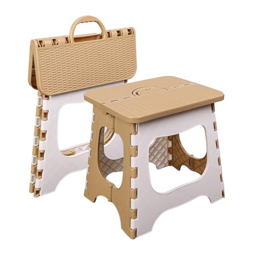 UoeRing Klapphocker aus Kunststoff, tragbar und hängend, rutschfest, 30 cm, Kaffeefarben, 1 Stück von UoeRing