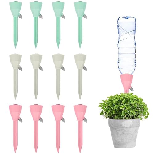 Uoimky Automatisch Bewässerung, 12 stück Einstellbar Bewässerungssystem Garten mit Langsam Entriegelbarem Steuerventil Tröpfchenbewässerung Bewässerung wasserspender pflanzen für Zimmerpflanzen von Uoimky