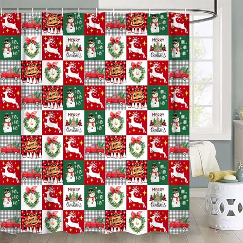 Niedlicher Weihnachts-Duschvorhang, Weihnachtsbaum, Schneeflocke, Schneemann, Badezimmer-Vorhänge, Winterurlaub, Baddekoration, wasserdichter Stoff, 178 x 178 cm Niedlicher Weihnachts-Duschvorhang, Weihnachtsbaum, Schneeflocke, Schneemann, Badezimmer-Vorhänge, Winterurlaub, Baddekoration, wasserdichter Stoff, 178 x 178 cm von Uokiuki