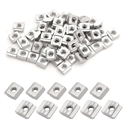 100 Stück T-Nutensteinen Schlitze 8,M6 T-Nutenblock-Set,Aluprofil 30x30 Mutter 8,Schlitze Aus Vernickeltem Kohlenstoffstahl,Uonekamo Hammerzubehör Für Aluminiumprofil-Extrusionsschlitze 30 Serie (100) von Uonekamo