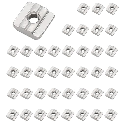40 Stück T-Nutensteinen Schlitze 8,M6 T-Nutenblock-Set,Aluprofil 30x30 Mutter 8,Schlitze Aus Vernickeltem Kohlenstoffstahl,Uonekamo Hammerzubehör Für Aluminiumprofil-Extrusionsschlitze 30 Serie (40) von Uonekamo
