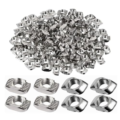 T-Nutensteine,100 Stück T-Nutensteine Hammerkopf Nut 6 M5,Aluprofil 20x20 Nut 6,Kohlenstoffstahl vernickelt,Uonekamo Hammerkopfbefestigung für Extrusionsnuten in Aluminiumprofilen (100) von Uonekamo