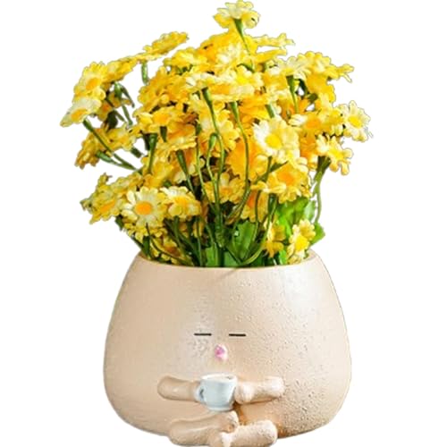 Cute Resin Plant Pots | Creative Small Garden Statue Planter | Coffee Cylinder Design with Drainage Holes | Ideal for Succulents and Small Flowers to Brighten Your Space von Uonguon