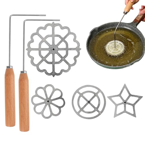 Rosetteneisen-Set, Trichter-Kuchenmacher-Set, Waffelform-Set, Keksgebäck-Stempelmacher, Keksform zum Backen, Rosette Keksbereiter, Gebäckstempel-Set, Waffelmacher-Set, Backset für Trichterkuchen, von Uonguon