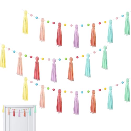 Tassel Girlande Party Deko,3 Teile Bunte Boho Girlande | Festliche Deko Für Weihnachten Kinderzimmer Geburtstag Fotografie,Pinnwand Dekoration Für Grundschule Bibliothek Kindergarten Und Tassel Girlande Party Deko,3 Teile Bunte Boho Girlande | Festliche Deko Für Weihnachten Kinderzimmer Geburtstag Fotografie,Pinnwand Dekoration Für Grundschule Bibliothek Kindergarten Und von Uonguon