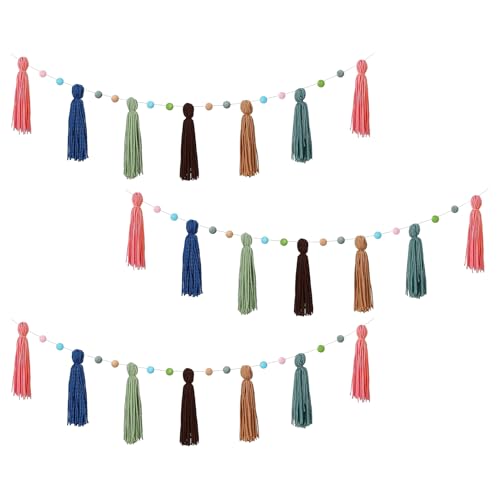 Tassel Girlande Party Deko - 3 Teile Bunte Boho Girlande,Saisonaler Schmuck für Decke Kindergarten Tür Bibliothek,Pinnwand Dekoration Für Grundschule Bibliothek Kindergarten Und Tassel Girlande Party Deko - 3 Teile Bunte Boho Girlande,Saisonaler Schmuck für Decke Kindergarten Tür Bibliothek,Pinnwand Dekoration Für Grundschule Bibliothek Kindergarten Und von Uonguon
