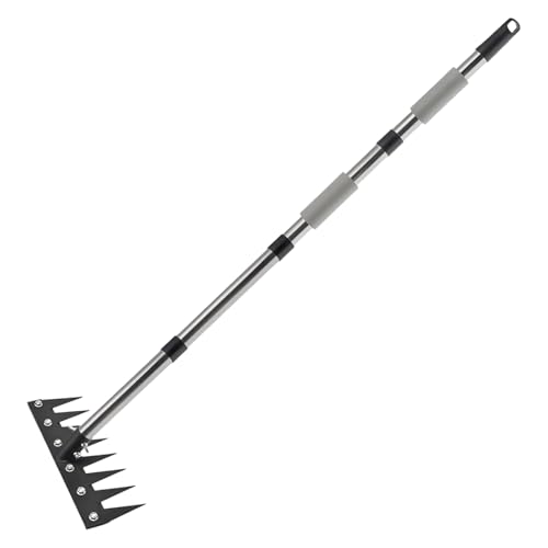 Unkrautrechen Mit Langem , Garten Unkrautjäter Mit , Teleskop Lange Ergonomic Unkrautzieher Zum Boden Lockern Gartenbeet Rasen Reinigen von Uonguon