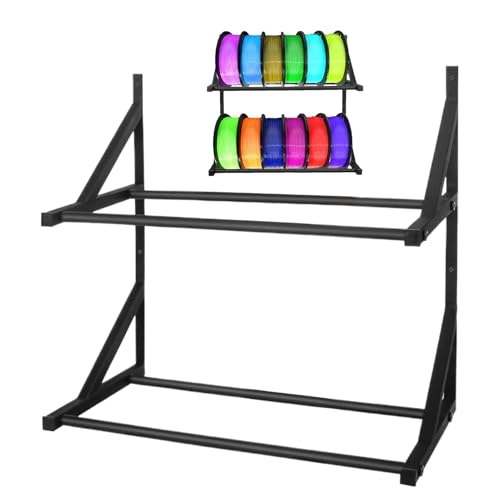 Uonguon 3D Printer Filament Storage Rack, Wall Mounted Double Layer Organizer Shelf, 16.93x8.27x15.75 Inches Filament Display Holder for Workshop, Studio and Enterprise Printing Spaces von Uonguon
