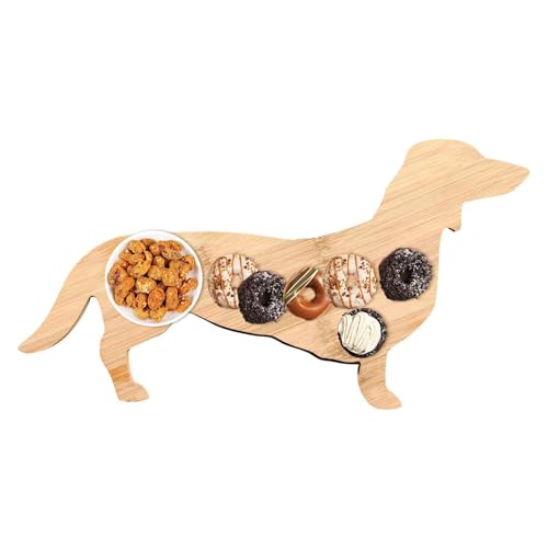 Uonguon Dackel-Schneidebrett, großes Fassungsvermögen, Holztablett für Küchentheke, dekorative Speiseteller für Obst, lustiges Vorspeisen-Serviertablett, Charcuterie für Obst-Snack von Uonguon