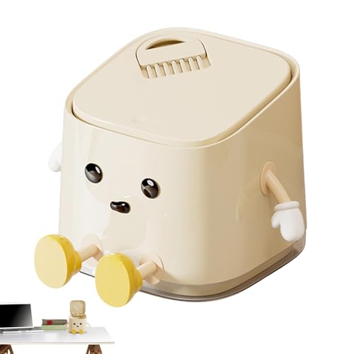 Uonguon Desktop Trash Can, Portable Tiny Desk Waste Bin with Lid, 6.1x6.1x5.5inches Heavy Duty Compact Push Open Anti Smell Container for Bathroom, Kitchen, Car and Small Spaces von Uonguon