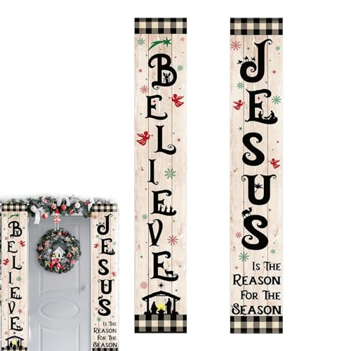 Weihnachtskrippe Banner,2 Stück Jesus Banner Für Außenbereich - Buffalo Karo Weihnachtsdeko Leichte Deko Für Feiertage Haus Innen Außen Vordertüren Garten Garagen Weihnachtskrippe Banner,2 Stück Jesus Banner Für Außenbereich - Buffalo Karo Weihnachtsdeko Leichte Deko Für Feiertage Haus Innen Außen Vordertüren Garten Garagen von Uonguon