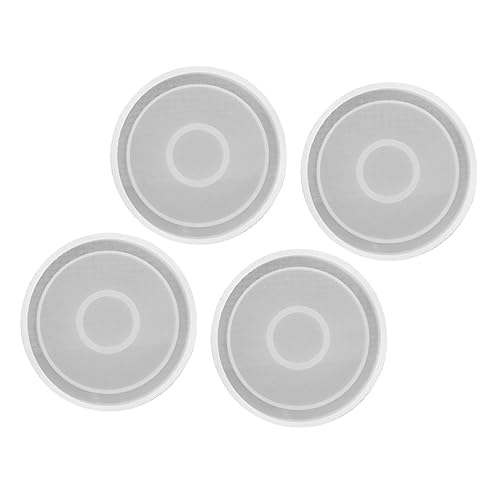 Uonlytech 1 Satz Kristall-epoxy-form Hübsche Untersetzer Für Dekoration Silikonform Silikonmuffinformen Untersetzerform Selber Machen Tasse Matte Runde Form Kieselgel Weiß 4 Stück von Uonlytech