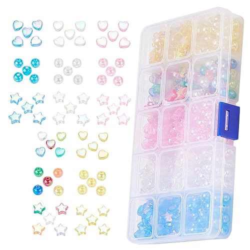 Uonlytech 1 Schachtel Acrylperlen DIY Schmuckzubehör Runde Herz und Sternperlen für Armbänder Leicht und Bruchfest für Kreative Handarbeiten und Dekorationen Uonlytech 1 Schachtel Acrylperlen DIY Schmuckzubehör Runde Herz und Sternperlen für Armbänder Leicht und Bruchfest für Kreative Handarbeiten und Dekorationen von Uonlytech