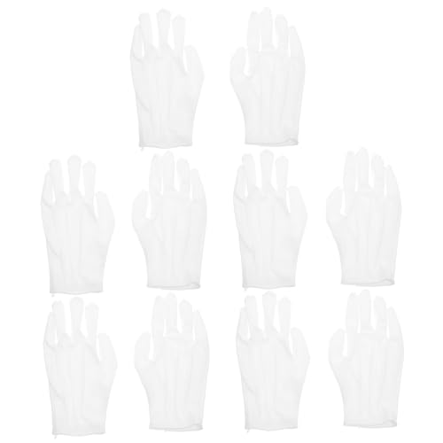 Uonlytech 10 Paare Schutzhandschuhe für Schmuck Uhren und Antiquitäten Atmungsaktive Weiße Handschuhe zum Schutz vor Fingerabdrücken und Verschmutzungen von Uonlytech