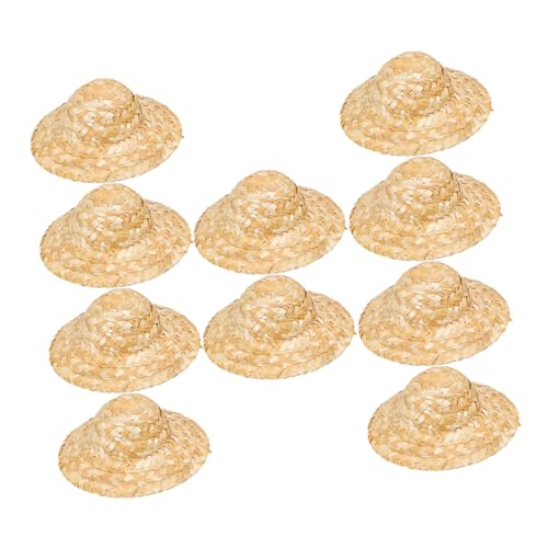 Uonlytech 10 Stück Teiliges Mini Strohhüte Handgefertigt aus Langlebigem Stroh Dekorative Puppenhüte für DIY Bastelprojekte Geeignet für Puppen Bären und Schmuckherstellung von Uonlytech