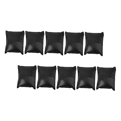 Uonlytech 10 Stück Teiliges Schwarzer PU Leder Uhrenkissen Multipurpose Schmuck und Armbandhalter Stabile Uhrkissen für Uhren und Schmuckdisplay Praktisches Aufbewahrungspolster von Uonlytech