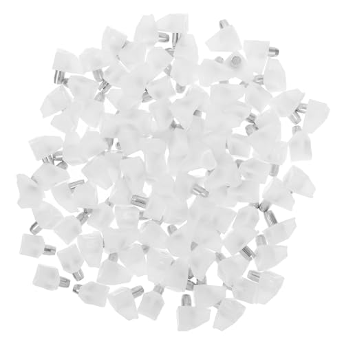 Uonlytech 100 Stück Regalbodenträger Kunststoff Weiß mit Edelstahlstift Einlegeboden Halter für Schränke Bücherregale Kleiderschränke und Glasböden Einfache Montage Langlebig und Vielseitig von Uonlytech