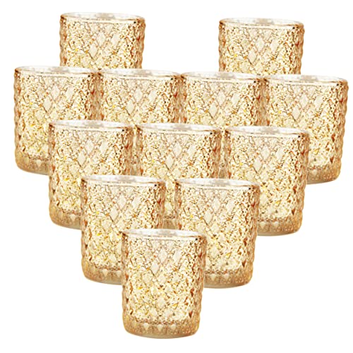 Uonlytech 12 Stück Goldene Glas Kerzenbecher Aromatherapie Kerzenhalter Dickes Glas Romantisch Für Hochzeiten Und Dekoration Uonlytech 12 Stück Goldene Glas Kerzenbecher Aromatherapie Kerzenhalter Dickes Glas Romantisch Für Hochzeiten Und Dekoration von Uonlytech
