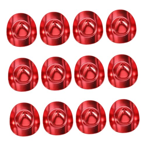Uonlytech 12 Stück Mini Cowboy Hat Dekoration Holziger Cowboyhut -Topper Mit Cowboyhut Cowboyhüte Aus Mini Party Hüte Cowboyhüte Masse Mini-cowboyhüte Zum Basteln Rot von Uonlytech