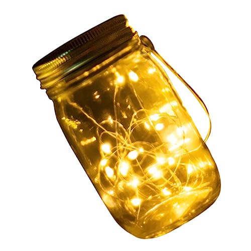 Uonlytech 1stk Einmachglas Licht Weihnachtliche Dekorative Beleuchtung Weckgläser Anzünden Hängende Einmachglaslichter Led-wandleuchte Led-dekor Solar Hängend Laterne Amerikanischer Stil von Uonlytech