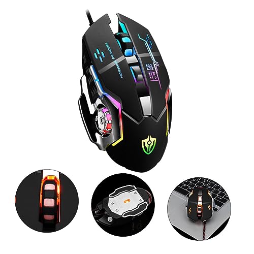 Uonlytech 1Stück Metall Gaming mit Luminous Verbesserte Kabelgebundene Spielmaus für Büro und Gaming Ergonomisches Design Programmierbare Funktionen Schwarz von Uonlytech