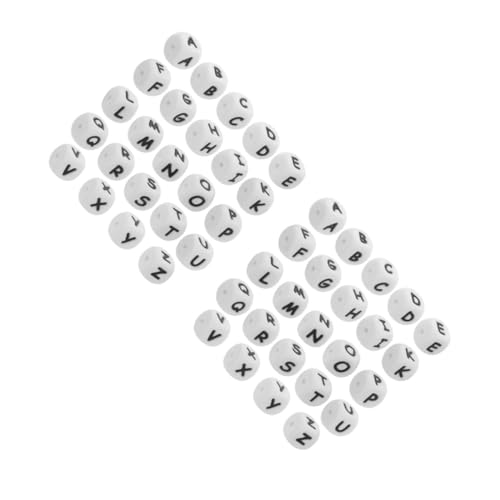 Uonlytech 2 Sätze Alphabet-perlen Farbig Farbe Briefe Reiz Schmuck Buchstabenperlen Für Freundschaftsarmbänder Dekorative Alphabetperlen Kieselgel Weiß 26 Stücke * 2 von Uonlytech
