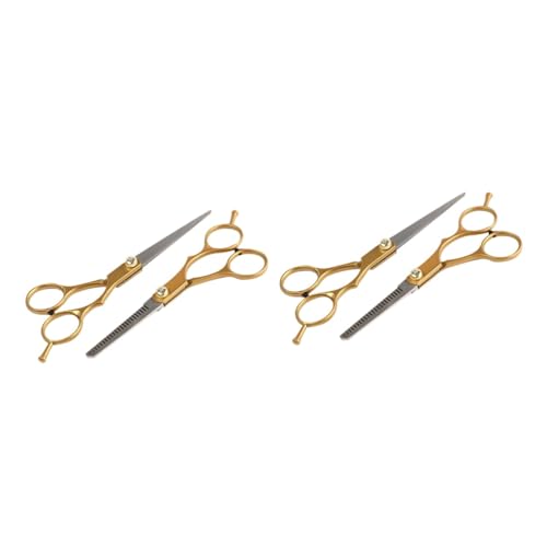 Uonlytech 2 Sätze Teiliges Friseurscheren Ptfe Beschichtet Ergonomisch Langlebig Flacher Schere Und Gezahnter Haarschneideschere Für Präzise Haarschnitte Zu Hause Salon 2 Stücke * 2 von Uonlytech