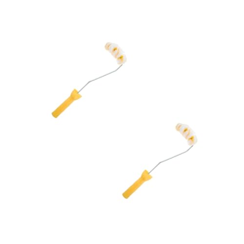 Uonlytech 2 Stück 4 Gebogene Kanalbürste Farbroller aus Schaumstoff Polyurethan Rohr Farbroller-Kit autopinsel ohrenschmalz reinigungswerkzeug Bogenwalzenbürste Arc-Malwalze Polyester Yellow von Uonlytech
