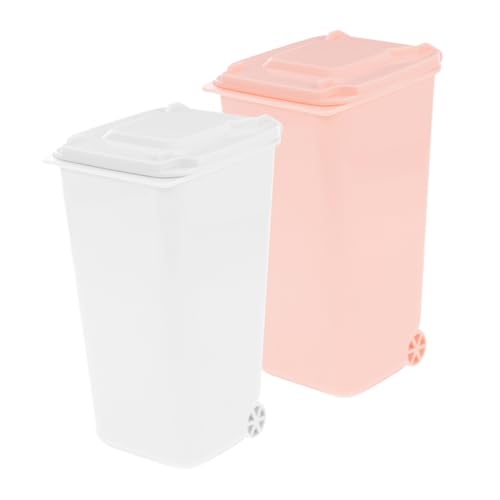 Uonlytech 2 Stück Desktop -speicherbox Schreibtischeimer Mit Deckel Müllbehälter Tischplatte Drinnen Mini-schreibtisch-mülleimer Papierkorb Montiert Büromüll Können Vorratsbehälter Winzig Pp von Uonlytech