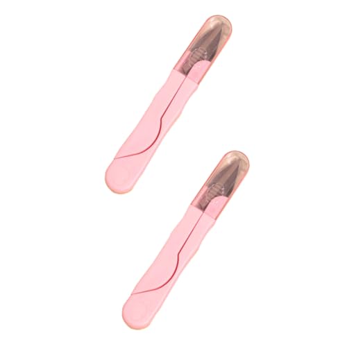 Uonlytech 2 Stück Farbige Schere Handwerk Stoffschere Klein Stickerei Stich Bastelschere Rostfrei Nähen Gebogen Nähschere Zum Sticken Stickschere Stickwerkzeuge Plastik Rosa von Uonlytech