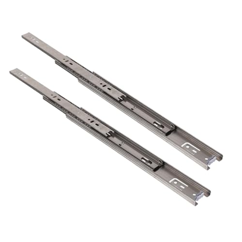 Uonlytech 2 Stück Schubladenschienen Vollauszug Laufrollen Side Mount Schwerlast Metallschienen für Küchen Kleiderschränke Geräuscharm Einfache Montage von Uonlytech