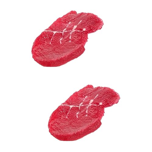 Uonlytech Kunststeak 2 Stück Steak-Imitation Mini-Dekor Mini-Lebensmittel Miniatur-Dekoration Simulierte Steaks Fleisch-Foto-Requisite Gefälschtes Fleisch Geschnittenes Steak Realistische von Uonlytech