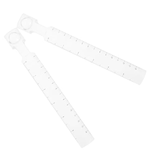 Uonlytech 2 Stück Teiliges Transparentes Lineal mit Lupe Präzises Messwerkzeug aus Robustem Abs und Glas Leichtes Tragbares Büro Zeichenlineal für Genaue Messungen und Zeichnungen von Uonlytech