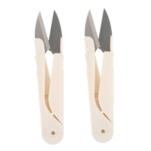 Uonlytech 2 Stück Tragbare Schere Form Nähen Handwerksschere Cutter Stoff Garnschere Gebogene Schere U-förmig Für Bastelschere Nähzange Basteln Pflicht Weiß Rostfreier Stahl von Uonlytech