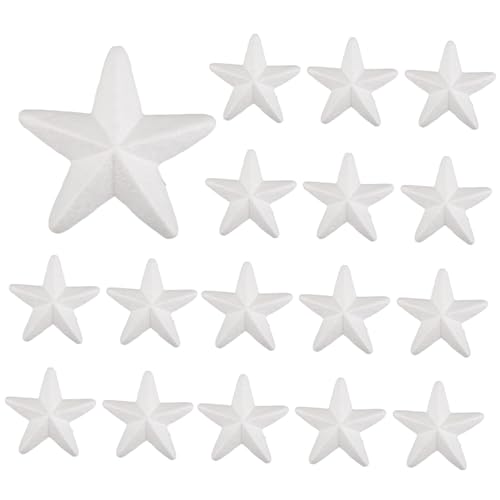 Uonlytech 20 Stück Weiße Schaumstoff Sterne Robustes Material für DIY Handwerk Weihnachtsdekoration Bastelset für Schmuck Ornamente Vielseitig Verwendbar von Uonlytech