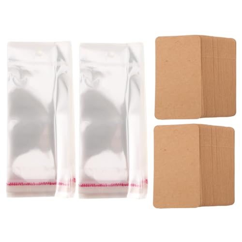 Uonlytech 200sätze Ohrringkarten Aus Kraftpapier Blanko Mit Transparenten Beuteln Ohrringverpackung Für DIY Einzelhandel Und Schmuckverkauf von Uonlytech