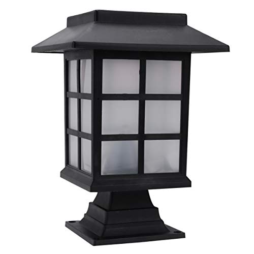 Uonlytech 2Pcs Outdoor Post Leuchten Solar Powered Säule Lichter Mit Pier Montieren Basis Solor Rasen Lampe für Garten Tor Spalte Einfahrt (Schwarz) von Uonlytech