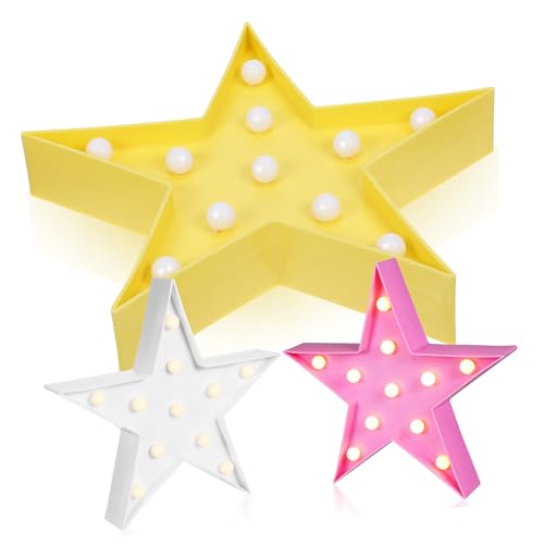 Uonlytech 3 LED Marquee Sternlicht in Weiß Gelb Batteriebetriebene Stabile Kunststoff-deko mit Verspielter Beleuchtung für Geburtstag Party Talent-Show und Wohnraumgestaltung Uonlytech 3 LED Marquee Sternlicht in Weiß Gelb Batteriebetriebene Stabile Kunststoff-deko mit Verspielter Beleuchtung für Geburtstag Party Talent-Show und Wohnraumgestaltung von Uonlytech