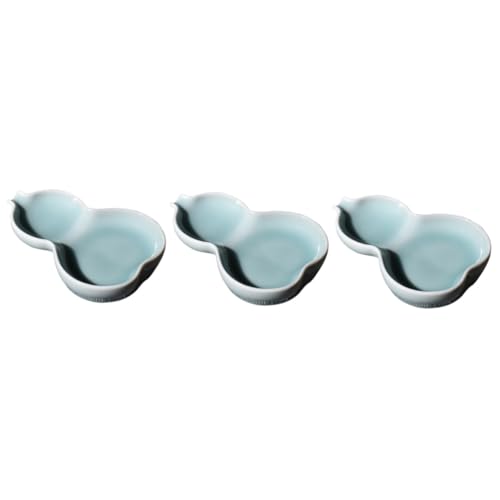 Uonlytech 3 Stück Ink Dish Platte Keramik Gourd Form Tintenteller für Chinesische Kalligrafie Multifunktionale Tintenbehälter und Dekoratives Element für Schreibtisch von Uonlytech