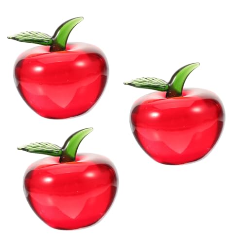 Uonlytech 3 Stück Obstplatten -Ornamente Tisch Äpfel Büro modern für Fälschung rustikal kreatives apfeldekor Apfel Handwerk Kristall-Apfel-Schmuck Obstdekorationen Desktop schmücken Glas von Uonlytech