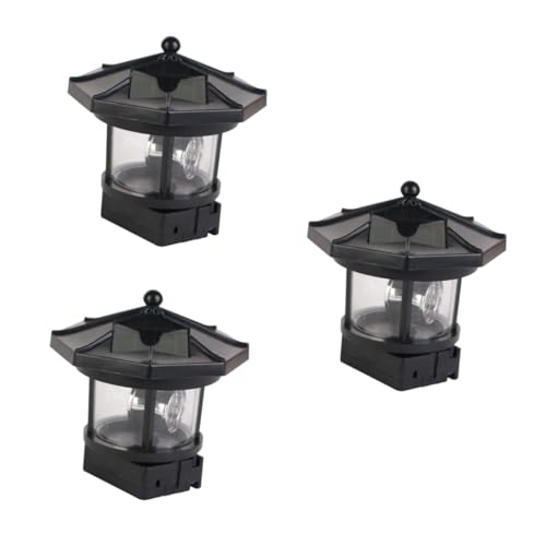 Uonlytech 3 Stück Solar-Rotationslicht Drehlicht Rasen- Und Landschaftslichter Gartenlichter Solarbetriebene Terrassenlichter Im Freien Wasserdicht Leuchtturm-Dekoration von Uonlytech