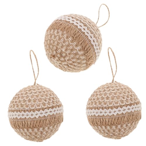 Uonlytech 3 Stück Weihnachtsbaum Kugeln Jute Dekorative Hängehänger für Festliche Weihnachtsbaum Dekoration Langlebige und Wiederverwendbare Weihnachtsornamente Uonlytech 3 Stück Weihnachtsbaum Kugeln Jute Dekorative Hängehänger für Festliche Weihnachtsbaum Dekoration Langlebige und Wiederverwendbare Weihnachtsornamente von Uonlytech