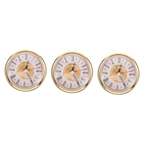 Uonlytech 3St Vintage-Uhr Ziffern Zahlen kleine Uhreneinsätze Vintage Uhr weiße Wanduhr Uhreneinsatz mit Uhrwerk runder eingelegter Uhrenkopf DIY Uhrkopfeinsatz Uhrkopf mit Uhrwerk Plastik von Uonlytech