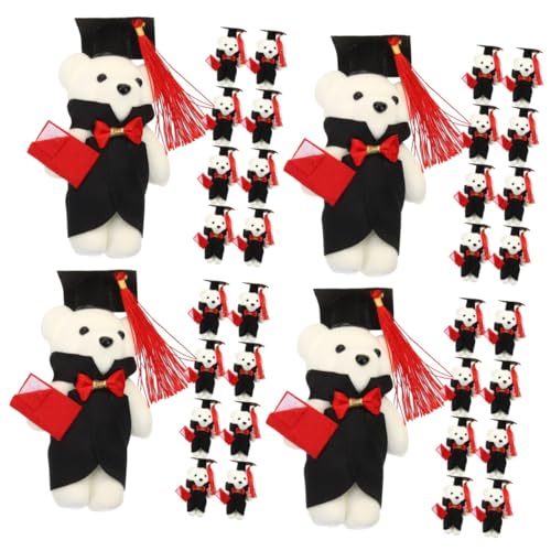 Uonlytech 4 Sätze Dr Bär Puppe Abschlussbär Stehend Abschlussbären Plüschbären Puppen Abschluss Abschlussbär Puppe Blumenstrauß Abschlusspuppe Plüsch Abschlussbären 12 Stück * 4 von Uonlytech