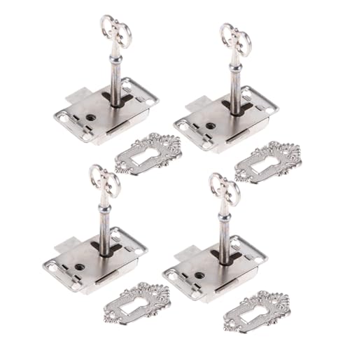 Uonlytech 4 Sätze Möbel schlösser aus Metall und Zinklegierung Antike Möbelschlösser mit Schlüssel Rostfrei Dekorative Schmuckkastenschlösser für Schränke und Aufbewahrungsboxen von Uonlytech