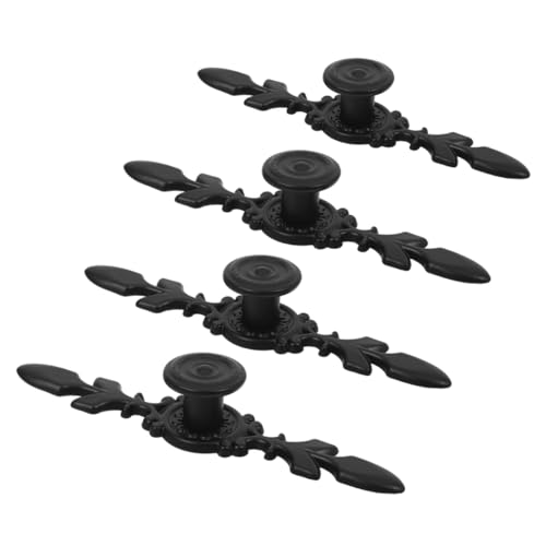 Uonlytech 4 Stück Aluminiumlegierung Schrankgriff Retro Stil Einzelne Loch Schubladengriffe Schwarz Robuste Möbelgriffe für Kommode Nachttisch Kleiderschrank Vielseitige Anwendung von Uonlytech