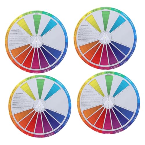 Uonlytech 4 Stück Farbkarten-Farbrad mit Farbverlauf Werkzeug Farbrad für Aquarellmalerei Mischen Farbmischtabelle Farbrad für Farbiges Lernpapier Farbrad zum Malen von Uonlytech